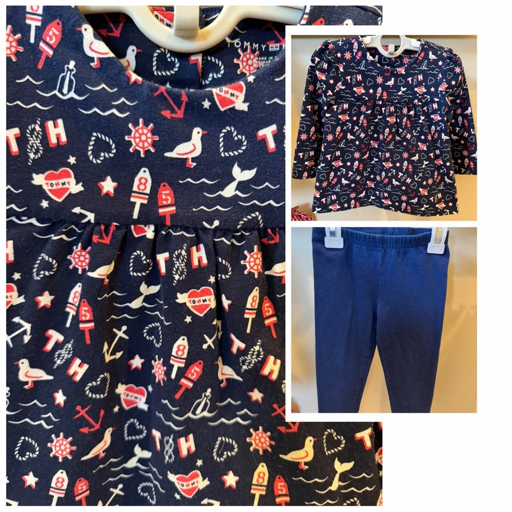 Tommy Hilfiger Nautical Print Blouse and Pants Outfit Size 18M